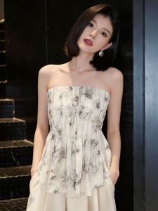 SHUAIYUE | Áo Phong Cách Nghỉ Dưỡng Pháp In Hoa Dây Nịt eo Siêu Đa Năng