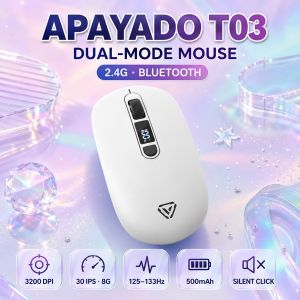 APAYADO | APAYADO T03 Wireless Bluetooth Mouse 2.4 GHz Status Display Adjustable DPI USB-C Charging for PC Laptop Ergonomic Design