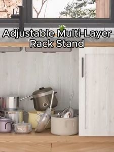 Versatile Stainless Steel Storage Rack: Adjustable Multi-Layer Stand for Kitchen Sink Pot Lids and Under Cabinet Organization | Efficient Pot Holder Included