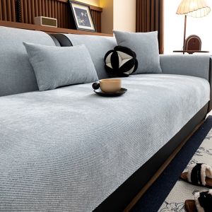 Minimalist Twill Yarn-Dyed Chenille Anti-Slip Sofa Cover for Living Room All Seasons Couch Seat Cover Universal Washable Decor