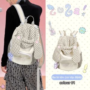 LOLA DESIGN | Ba lô du lịch phong cách Hàn Quốc có mũ trùm đầu trọng lượng nhẹ sức chứa lớn