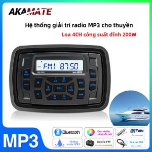 Đài Phát Thanh Thuyền Biển AKAMATE Bluetooth FM AM MP3 Đầu Phát Đa Phương Tiện Chống Nước USB AUX EQ Dành Cho Xe UTV ATV SPA RZR Đạt Chuẩn IPX5