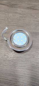 LED Holder with 220V for home cabinet wardrobe kitchen living - round shape - clear casing - 9 LED lights - white wire - suitable for indoor use