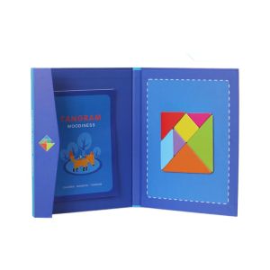 Montessori Wooden Jigsaw Magnetic Tangram Puzzle Book Educational Toys For Kid Learning Logical Game Geometric Shape Block