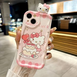 Kitty Cat Silicone Phone Case Full Edge Protection Birthday Bear Drop Proof Redmi K70 K60 K50 K30 Girl K40S Small Batch K50 Ultra