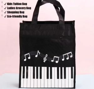 [MSIA SHIP] NOVELTY Black Elegant Piano Keyboard Design Tuition Multipurpose Bag & Pencil Box Beg Serbaguna & Bekas Pensil Warna Hitam Kids Lady Library Grocery Eco-friendly Shopping Market Student Children Compartment Budak Sekolah Hadiah 补习 书包 环保 购物袋