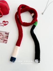 Color Block Stripe Knitted Thin Scarf Spring Autumn Sausage Neck Warmer Multifunctional Long Rectangle Korean Style Womens Scarf