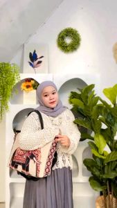 (BEBAS ONGKIR) Tas Bahu MURAH Tote Kanvas Simple Portable Motif karakter lucu Kartun untuk Belanja