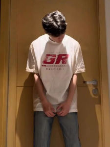 American High Street Mens Short Sleeve T-Shirt Pure Cotton Heavyweight Hard And Stiff Loose Fit Casual round Neck Top