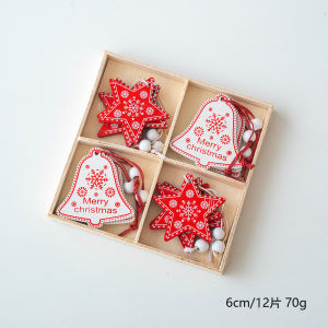 Nordic Style Christmas Decorative Wooden Ornaments 2025 Home Decor Snowflake Deer Christmas Tree Hanging Decorations