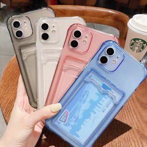 Samsung A22 A32 A52 A21S A72 A10s A12 M12 A02s A03s A50 A50s A30s A51 Card Holder Case Shockproof Clear Soft TPU Back Cover
