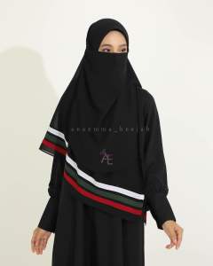 hijab jilbab segiempat non instan palestine set cadar premium