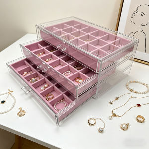 3-Layer Pink Velvet Jewelry Box 18+18+18 Jewelry Storage Velvet Jewelry Box For Storing Jewelry Such as Rings Earrings and Nec