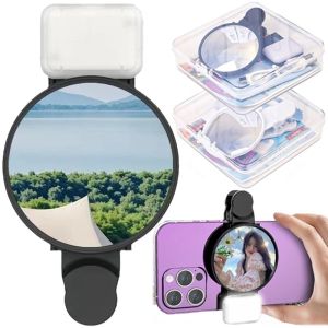 2in1 Phone Camera Mirror Reflection Clip Set Universal Selfie Reflector Mirror with Storage Box Phone Rear Selfie Mirror Kit