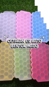 Cetakan Tempat Es Batu Honey Combs + Penutup 37 Sekat Hexagon Silikon Food Grade Jeli BPA Free