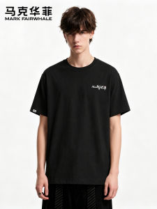 Mark Fairwhale | American Minimalist Letter Print Round Neck Mens T-Shirt