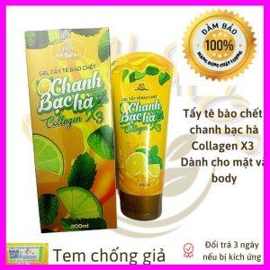 Gel Tẩy tế bào chết Collagen x3 chanh bạc hà 200ml tẩy da chết ở mặt body - OAISEA