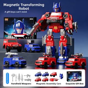 Magnetic Combination Transforming Robot Car Boys Toy