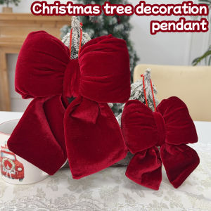 3Pcs Christmas Velvet Red Bow Knot DIY Xmas Tree Hanging Ornament New Year Home Party Decorations Baubles Cloth Bowknot Pendant