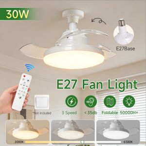 Modern Ceiling Fan Lamp Wind Remote Control Timed Dimming Ceiling Fan Light for Living Room Bedroom LED Ceiling Fanlight Decor