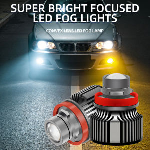 KEVANLY | 1Pair H11 9005 HB3 LED Bulbs Auto Laser Headlight Bulb Mini Projector Lens Light White Yellow Super Bright Driving Fog Lights