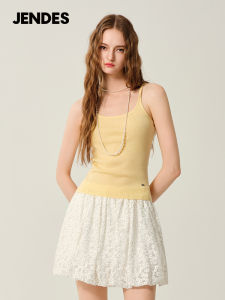 JENDES Fresh Knitted Slim Fit Tank Top Pure Color Summer Comfortable Versatile Simple Design Blend Polyester Wool Nylon