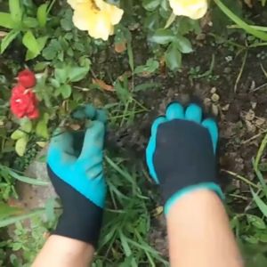 Garden Gloves With Fingertips Claws Garden Rubber Gloves Digging Planting Gloves Garden Equipment Tools Gloves Gardening
