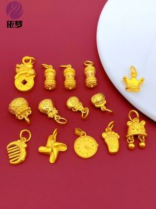 สร้อยข้อมือ จี้ตกแต่ง กระเป๋าใส่เหรียญหมุน 6 คำ สร้อยคอ DIY ปมผีเสื้อ เครื่องประดับแฟชั่น โลหะผสม ทองแดงเคลือบเงิน ทองคำ