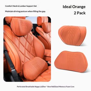 Car Neck Pillow and Lumbar Support All-Season Universal Breathable Seat Lumbar Cushion with Ergonomic Waist Contour
