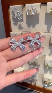 DREJEW Dây Chuyền Mặt Nơ Đính Đá Zircon Phong Cách Hàn Quốc Ngọt Ngào Cho Nữ