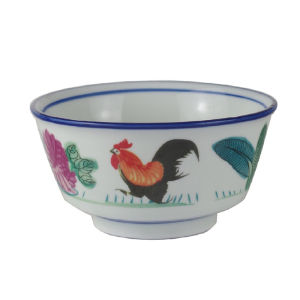 Retro Ceramic Rooster Bowl Dining Set Old Style Chicken Public Bowl round High Foot Rice Bowl for Home Use Hong Kong Zhou Xingchi
