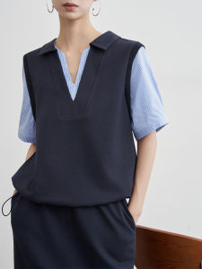 Two-Tone Layered Polo Neck Stylish Leisure Suit for Women
