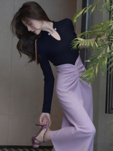 SHANGSHA | Summer Elegant Lady Mandarin Collar Waist-cinching Dress