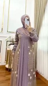 Gamis Brokat Mewah Elegan Arumi Dress Ceruty Babydoll Mix Brukat Apk Swarovski / Dress Kondangan COD