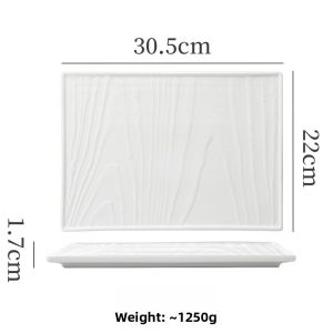 Pure White Ceramic Flat Plate Hotel Roast Chicken Dish Restaurant Dim Sum Cake Display Plate Simple Style Irregular Shape