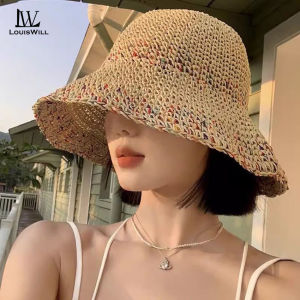 LouisWill Sun Cap Womens Beach Hat Travel Sun Visor Hat Casual Knitted Sun Hats Portable Beach Cap Large Brim Cap Sun Protection Cap UV Protection Straw Hats for Summer