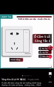 Ổ cắm đôi kèm công tắc âm tường chính hãng Xiantai an toàn sử dụng chống cháy nổ