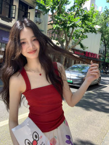 Red Strapless Short Crop Top Womens Summer 2025 New Spicy Girl Design Slim Fit Sleeveless Shirt Mixd Brand Pure Color