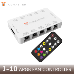 PC Accessories 10Port 4Pin ARGB Fan Hub 5V 3Pin PWM Fan Controller for PC/Computer CaseMagnetic Suction & Remote Control Lights