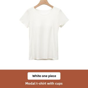 One-Piece Pajamas Womens Top Summer Thin Modal Exercise Yoga Clothes Short Sleeve with Bra Pajamas Pajamas Plus Size