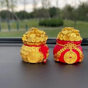 发财钱袋汽车摆件可加香膏百搭内饰车载装饰摆件创意车载饰品新款Fortune Money Bag Car Ornaments with Fragrance Cream Versatile Interior Car Decoration Ornaments Creative New Car Accessories