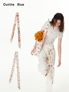 Outthe Blue New Satin Print Leopard Pattern Long Silk Headscarf Waist Belt Decoration Fashionable Spring Autumn Polyester Fiber