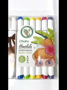 Ohuhu Honolulu Series 6 Colors Dual Tips Alcohol Art Markers Brush and Chisel 3 Options Include Basic Tone Skin Tone or Pastel Tone for Easy Blending Stationery Recommended for Creative Professional Artists