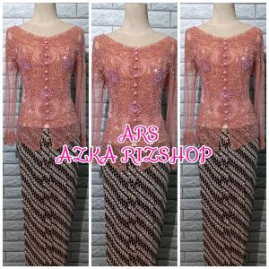 set kebaya wisuda nude + longtorso dan rok wiron