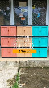 Lemari Plastik 3 Susun Tingkat Mini Tanpa Kunci Kabinet Rak Baju Pakaian Multifungsi Serbaguna Murah Awet Kokoh PMM