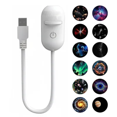 2 In 1 Usb Mini Galaxy Star Projector Night Light 12 Films Starry Sky Ambient Light For Car Home Decoration For Adults And Kids