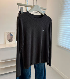 Korean Style Long Sleeve Embroidered Cotton Slim Fit round Neck T-Shirt Womens Fashionable Breathable Comfortable Base Shirt