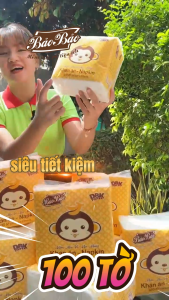 Combo 10 gói Khăn ăn cao cấp 100 tờ -Bảo Bảo Tissue Mềm Mịn Thấm Hút Tốt An Toàn Cho Da