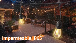 CANMEIJIA LED String Light Outdoor Waterproof IP65 Fairy Light Replaceable E27 Bulbs 5/10/15/20/30M Garden Lamp for Parties Camping Christmas Decorative Lighting