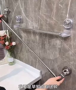 Light luxury suction cup telescopic multifunctional rotatable towel rack shoe rack punch-free bathroom storage rack